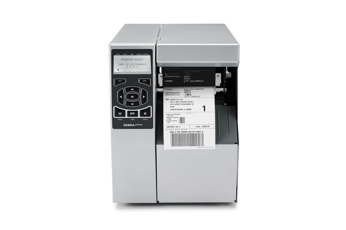 Zebra ZT51042-T110000Z TT Printer ZT510; 4", 203 dpi, US Cord, Serial, USB, Gigabit Ethernet, Bluetooth LE, Cutter, Mono, ZPL