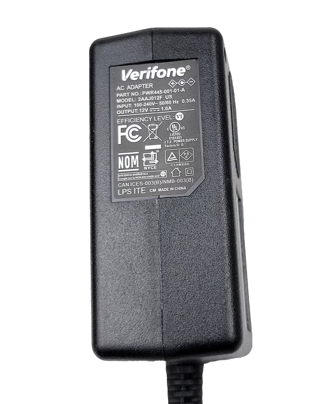VeriFone PWR445-001-01-A Ps+Ferrite,120Vac/12Vdc/1A,5.5X2.1Mm/C-,Usa M4Xx