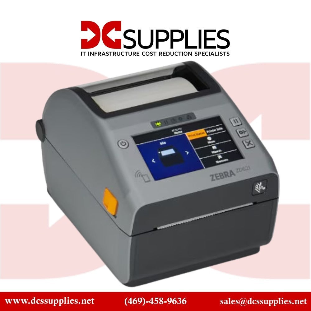 Zebra ZD6A142-301F00EZ Thermal Transfer Printer (74/300M) ZD621, Color Touch LCD; 203 dpi, USB, USB Host, Ethernet, Serial, BTLE5