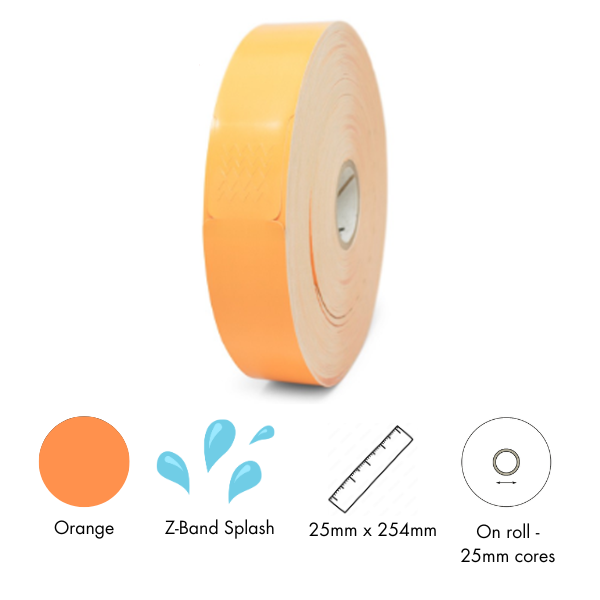 Zebra 10012718-6 Wristband, Polypropylene, 1x10in (25.4x254mm); Direct thermal, Z-Band Splash, Adhesive closure, 1in (25.4mm)