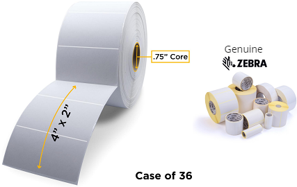 Zebra 10026372 Label, Paper, 4x2in (101.6x50.8mm); DT, Z-Perform 1000D, Value Uncoated, Permanent Adhesive, 0.75in (19.1mm)