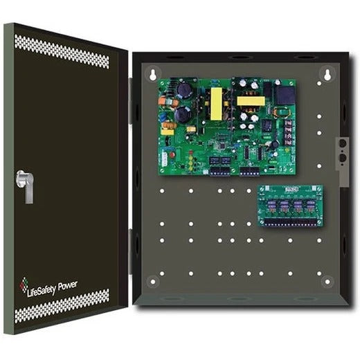 LifeSafety Power FPO150-B100C8PD8PE6M 150W power supply, 12A/12V or 6A/24V 12V secondary voltage power module. Adjustable 5-18V output @ 4A max