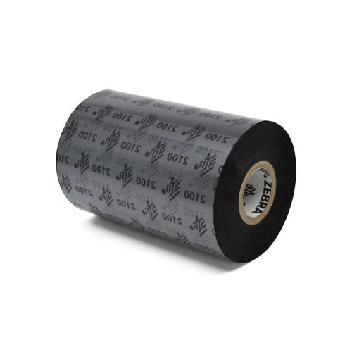 Zebra 02100BK11045-C Wax Ribbon, 110mmx450m (4.33inx1476ft), 2100; High Performance, 25mm (1in) core, 12/box
