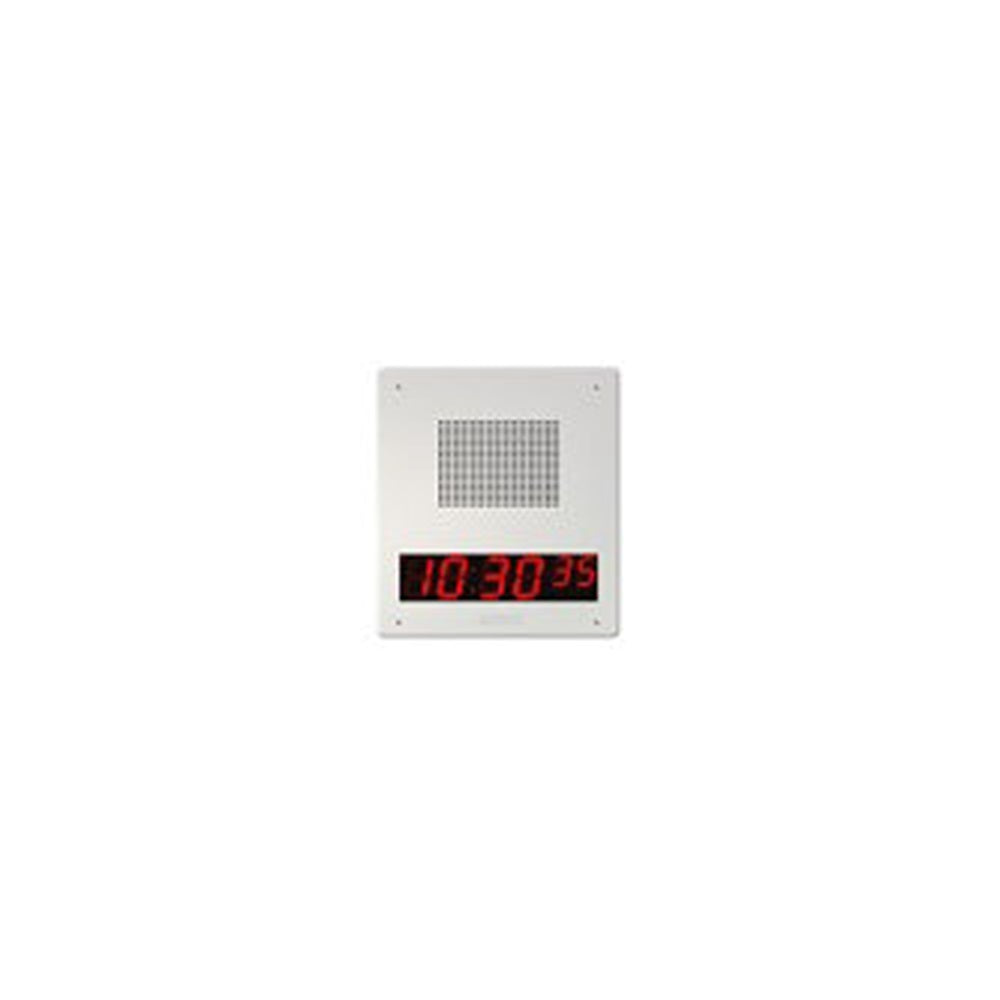 Valcom VIP-429A-D-IC IP Talkback Faceplate Speaker Unit w/Digital Clock, White