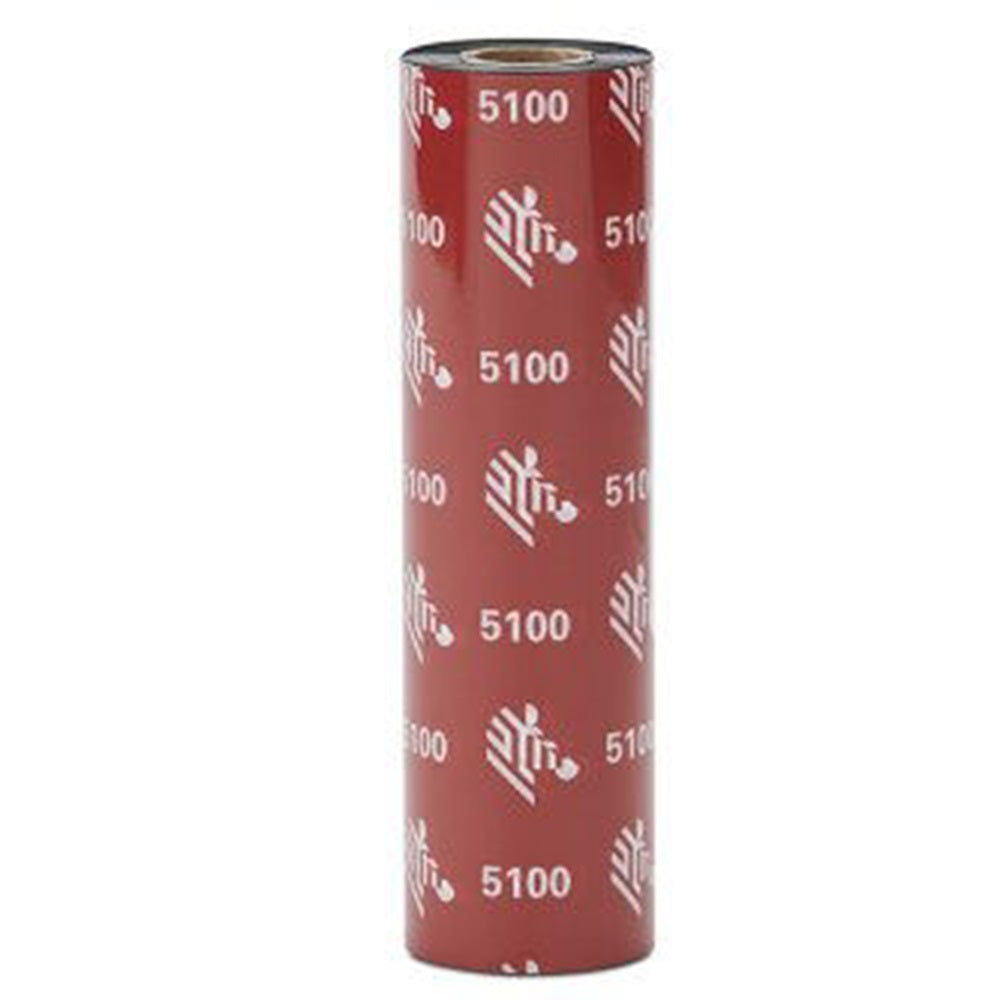 Zebra 05100BK08945 Resin Ribbon, 89mmx450m (3.5inx1476ft), 5100; Premium, 25mm (1in) core, 6/box