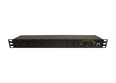 Minuteman Power RPM1581HVN RPM Series: IP-addressable, 12-amp max load, 15-amp breaker, 100-120VAC, 8-outlet, local LCD display, 1U/0U