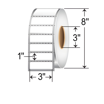 Sato SR30LT-10042 LABEL 3 x 1, 3-ID 8-OD PERF OUT 5180/RL 6RL/CTN 31080/CTN SATO-Transfer 200P