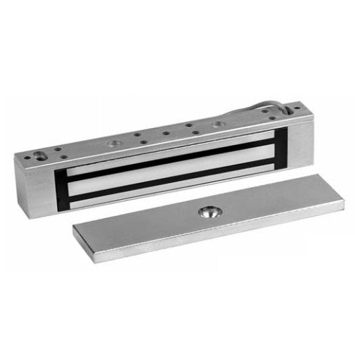 RCI 8375X28 Surface MicroMag Electromagnetic Lock for Swinging Doors on Small Enclosures, 300 lbs., 12/24VDC, Brushed