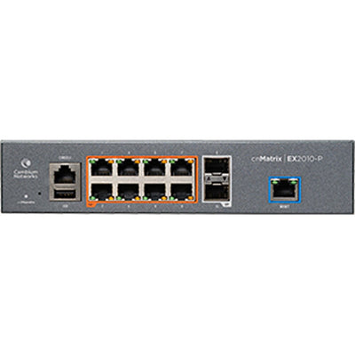 Cambium Networks MX-EX2010PXA-U cnMatrix EX2010-P, Intelligent Ethernet PoE Switch, 8 1G and 2 SFP fiber ports - US power cord. Enterprise