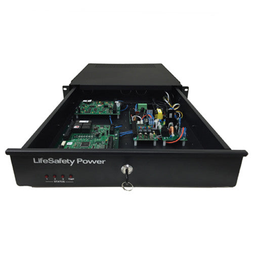 LifeSafety Power RGM75-D8PZ 4DR 75W Single voltage Integrated Mercury 4 door rackmount, 8 aux outputs, z arm cable mgmt