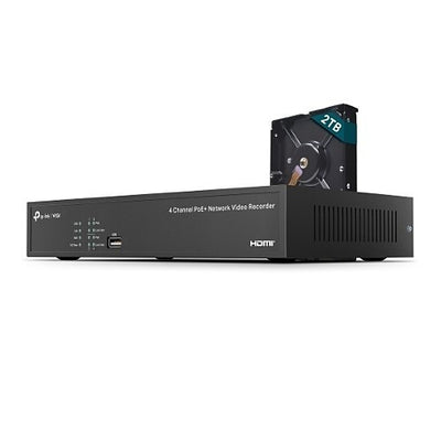 TP-Link VIGI NVR1004H-4P-2TB 4 Channel PoE Network Video Recorder- Built in 2TB HDD SPEC: H.265+/H.265/H.264+/H.264, Up to 8MP resolution
