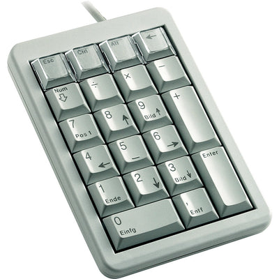 Cherry G84-4700LUCUS-0 Light Grey 4" ultraslim USB keypad. US 21 position key layout with 21 programmable and 4 relegendable keys.