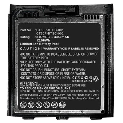 Honeywell Scanning & Mobility CT30P-BTSC-001 CT30 XP disinfectant ready battery pack, 3400mAh, for use with CT30 XP disinfectant-ready configurations.