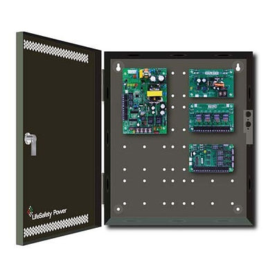 LifeSafety Power FPO75-B100C4D8E1 4 lock, 8 auxiliary outputs fused at 3A per output, 2A/12V and 2A/24V (75W max power) E1 enclosure