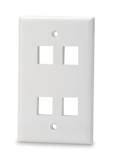 Signamax SKF-4-WH 4-Port Single Gang Keystone Faceplate w/o Labeling, White