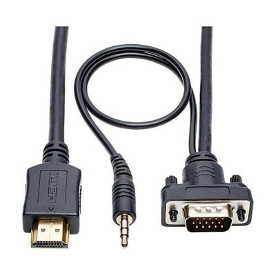 Eaton P566-003-VGA-A Tripp Lite Series HDMI to VGA + Audio Active Adapter Cable (HDMI to Low-Profile HD15 + 3.5 mm M/M), 3 ft.