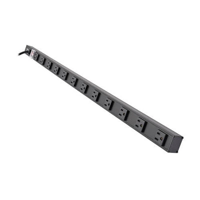 Eaton PS3612B 12-Outlet Vertical Power Strip, 120V, 15A, NEMA 5-15P, 15 ft. (4.57 m) Cord, 36 in., Black Housing
