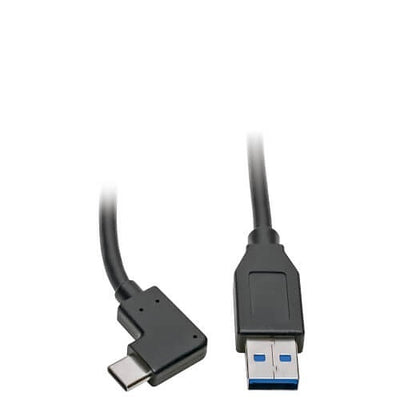 Eaton U428-003-CRA Tripp Lite series USB-C to USB-A Cable (M/M), Right-Angle C, USB 3.2 Gen 1 (5 Gbps), Thunderbolt 3 Compatible