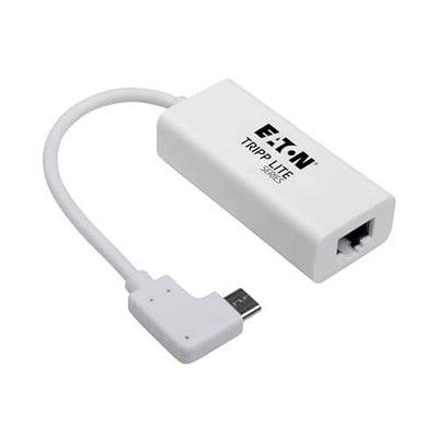 Eaton U436-06N-GBW-RA Tripp Lite Series USB-C to Gigabit Network Adapter with Right Angle USB-C, Thunderbolt 3 Compatibility - White