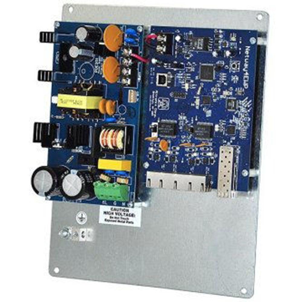 Altronix NETWAY4EPL Single 1G Fiber SFP, 4 port 10/100/1000 PoE/PoE+ configurable for 2x 60W Hi-PoE; Hardened 120W Power