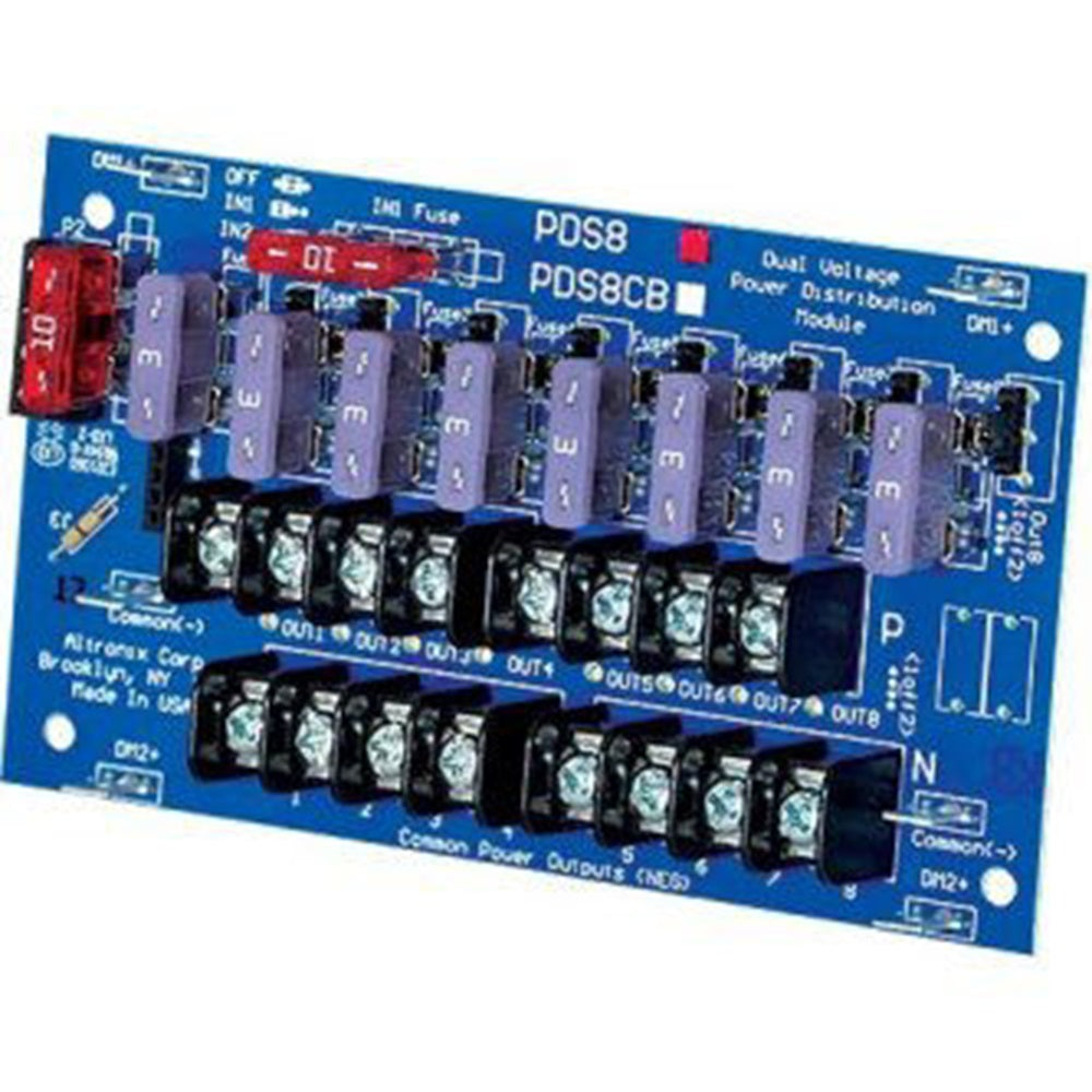 Altronix PDS8 Dual Input Power Distribution Module, 8 Fused Outputs