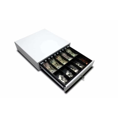 APG Cash Drawer EKDS320-1-W410-A20 Arlo Cash Drawer, 16"x16", White Front, 5 Bill 5 Coin, CD-101A cable included