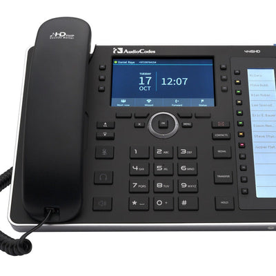 AudioCodes IP445HDEG-DBW 445HD IP-Phone PoE GbE black with integrated BT and Dual Band Wi-Fi. 2 Ethernet 10/100/1000 ports, 18