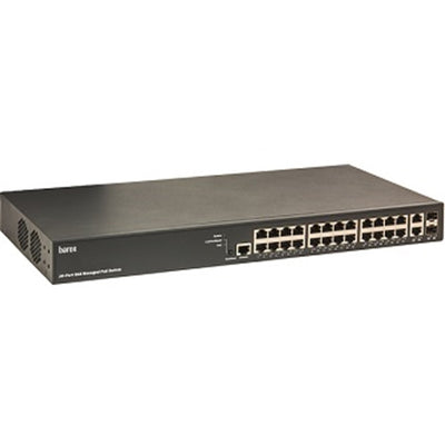 Barox RY-LGSP23-26/370 Switch, 19", Managed, 24 x IEEE 802.3af/at Power over Ethernet RJ45 ports, 2 x 100/1000TX RJ45/SFP Combo