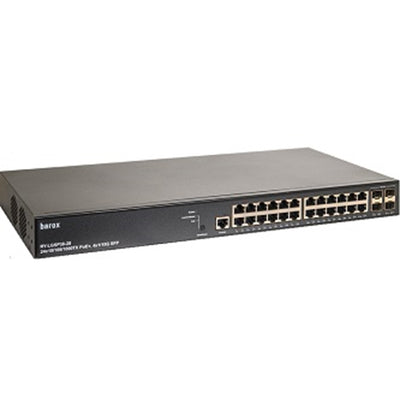Barox RY-LGSP38-28 Switch, 19", Managed, 24 x IEEE 802.3af/at Power over Ethernet RJ45 ports, 4 x 100/1000/10000 SFP+ ports