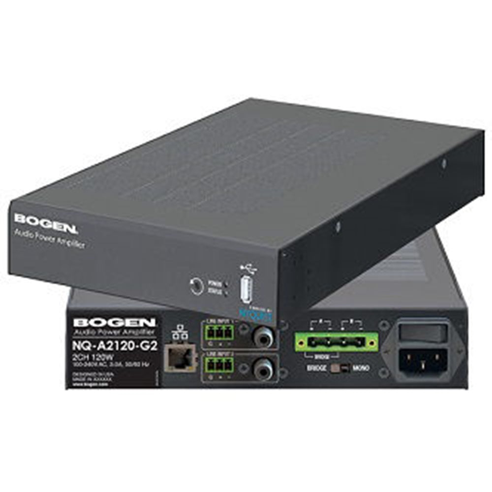 Bogen NQ-A2120-G2 NYQUIST IP PAGING SYSTEM AMPLIFIER, 70V (1Ch x 240W) / 25V (2Ch x 120W) 1RU IP Power Amp Gen2