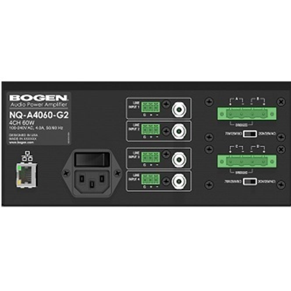 Bogen NQ-A4060-G2 NYQUIST IP PAGING SYSTEM AMPLIFIER, 70V (2Ch x 120W) / 25V (4Ch x 60W) 2RU IP Power Amp Gen2