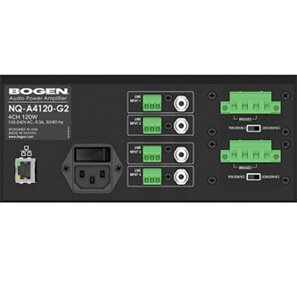 Bogen NQ-A4120-G2 NYQUIST IP PAGING SYSTEM AMPLIFIER, 70V (2Ch x 240W) / 25V (4Ch x 120W) 2RU IP Power Amp Gen2