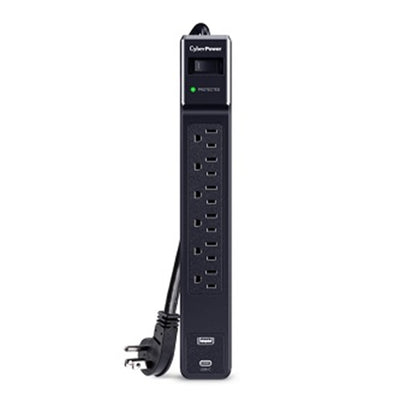 CyberPower CSP604UC 1500J, 4' cord, USB-A&C, Black