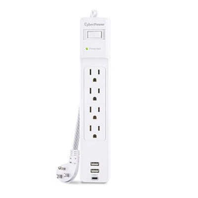 CyberPower P405UC 4 Outlet, 5' Cord 3USB, White Short Description: CyberPower  Surge