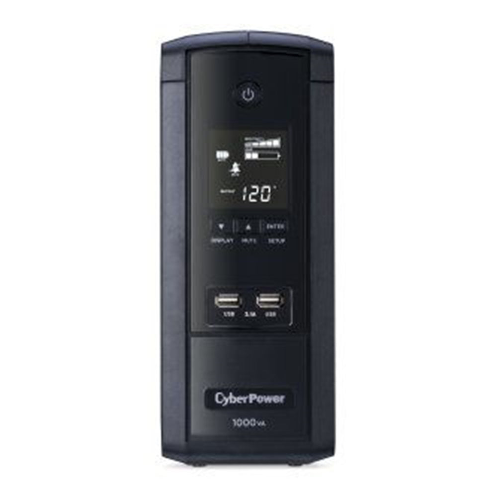 CyberPower BRG1000AVRLCD Line Interactive, Mini-tower, 10 Outlets, LCD, USB Charge Ports, Serial/USB, 5 Yr Warranty