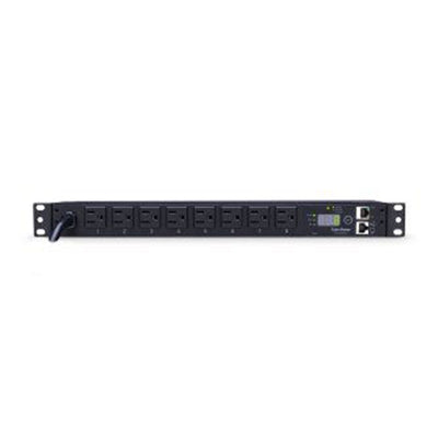 CyberPower PDU15M8FNET 15A (Derated to 12A), 100 - 120 V, 50Hz/60Hz, NEMA 5-15P plug, 8 NEMA 5-15R, 1U Rackmount, 12 ft cord, 3 year