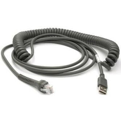 Datalogic 90A052066 Cable, USB, Type A, Enhanced, Coiled, Power Off Terminal, 5 Meters.