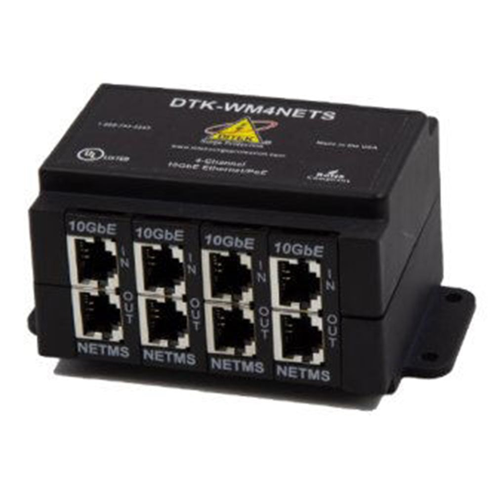 Ditek DTK-WM4NETS 4 Channel, Wall Mount Ethernet and PoE Surge Protector - Rapid-Replacement Modular Design, Shielded RJ45