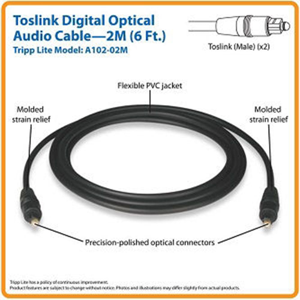 Eaton A102-02M Toslink Digital Optical SPDIF Audio Cable, 2M (6.56 ft.)