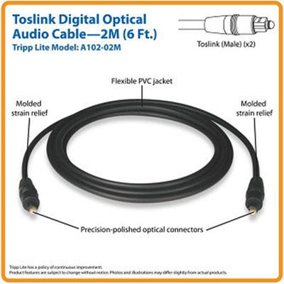 Eaton A102-02M Toslink Digital Optical SPDIF Audio Cable, 2M (6.56 ft.)