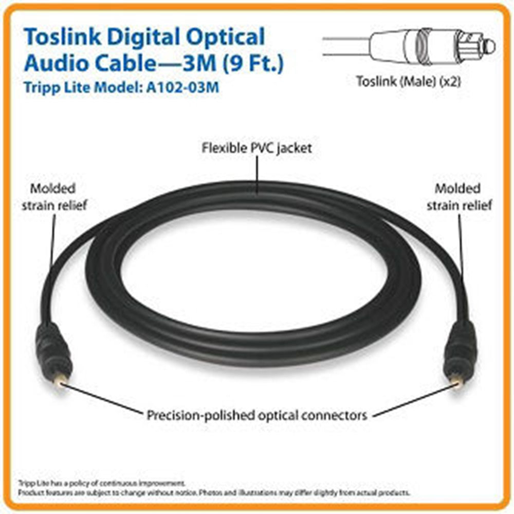 Eaton A102-03M Toslink Digital Optical SPDIF Audio Cable, 3M (9.84 ft.)