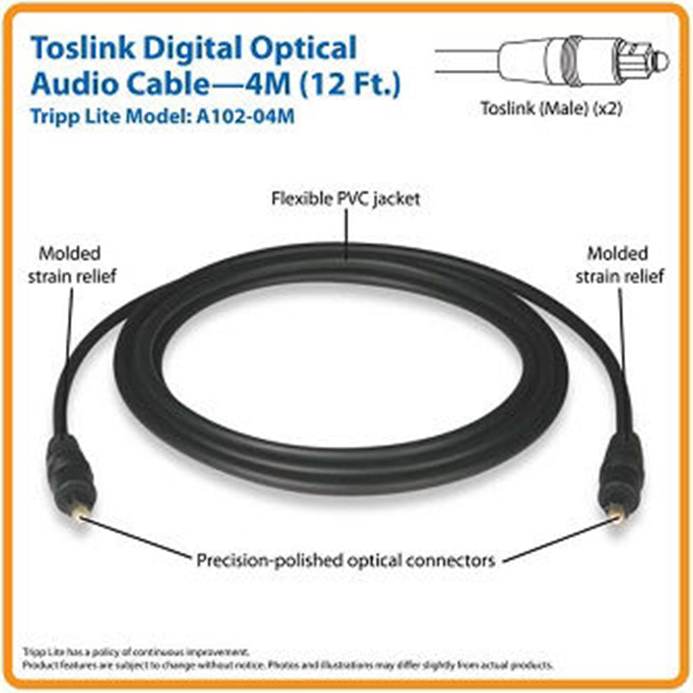 Eaton A102-04M Toslink Digital Optical SPDIF Audio Cable, 4M (13.12 ft.)