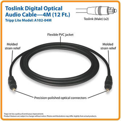 Eaton A102-04M Toslink Digital Optical SPDIF Audio Cable, 4M (13.12 ft.)
