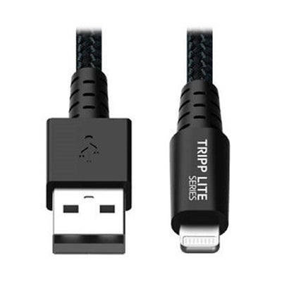Eaton M100-001-GY-MAX Heavy-Duty USB-A to Lightning Sync/Charge Cable, UHMWPE and Aramid Fibers, MFi Certified - 1 ft. (0.31 m)