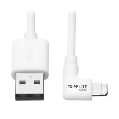 Eaton M100-006-LRA-WH USB-A to Right-Angle Lightning Sync/Charge Cable, MFi Certified - White, M/M, USB 2.0, 6 ft. (1.83 m)