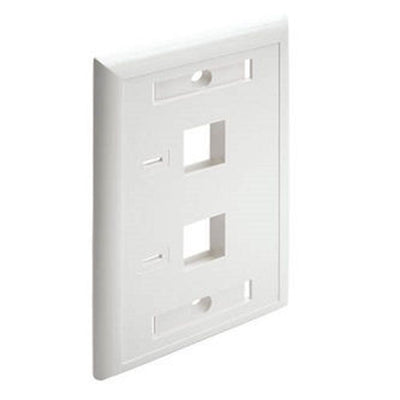 Eaton N042-001-WH 2-Port Keystone Faceplate, Single Gang, ID Labels, White, TAA