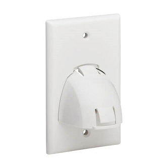 Eaton N042-BC1-WH Single-Gang Up-or Down-Angle Bulk Cable Wall Plate, White, TAA
