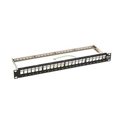 Eaton N062-024-KJ-SH 24-Port 1U Rack-Mount Shielded Blank Keystone/Multimedia Patch Panel, RJ45 Ethernet, USB, HDMI, Cat5e/6