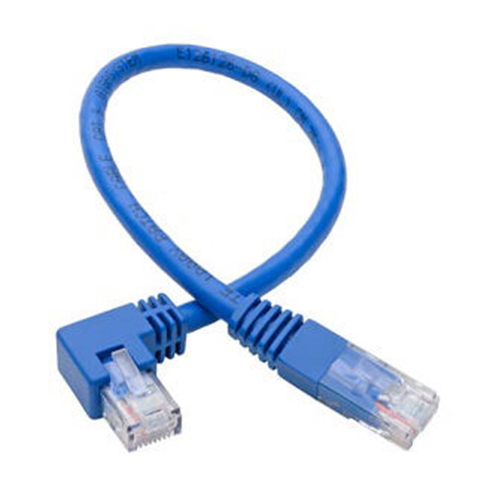 Eaton N204-001-BL-RA Right-Angle Cat6 Gigabit Molded UTP Ethernet Cable (RJ45 Right-Angle M to RJ45 M), Blue, 1 ft. (0.31 m)