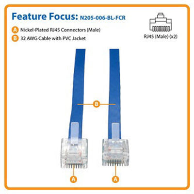Eaton N205-006-BL-FCR Cisco Console Rollover Cable (RJ45 M/M), 6 ft. (1.83 m)